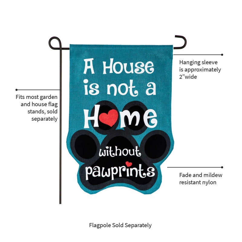 Evergreen Flag House is Not a Home without Pawprints Garden Flag 12x18 Double Sided | Paw Prints Heart Garden Flags For Outside | All Seasons | House Flags for Pet Puppy Dog Cat Lovers - Image 5
